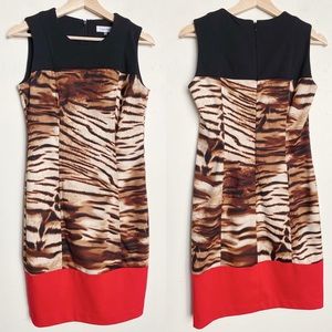 NWT Calvin Klein Zebra Print Color Block Sheath Dress 2